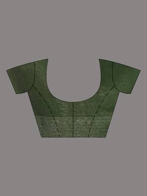 Green cotton soft saree with check designs 5