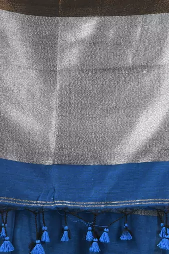 Sapphire blue cotton soft saree with stripe designs