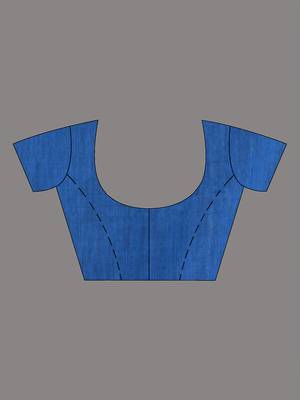 Sapphire blue cotton soft saree with stripe designs 5