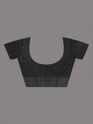 Black cotton soft saree with stripe designs 5