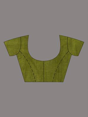 Moss green cotton soft saree with stripe designs 5