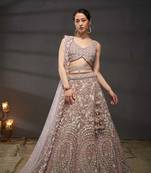 Mauve Net Multi Sequins with heavy Zarkan embroidery Semi-Stitched Lehenga choli & Dupatta