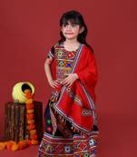 Banjara India Kutchi Emboidered Black Girls Chaniya Choli with Dupatta (KCC-WAVE) - Black