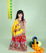 Banjara India Kutchi Emboidered Red Girls Chaniya Choli with Dupatta (KCC-WAVE) - Red