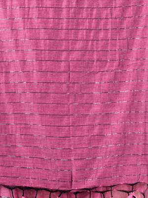 Lilac cotton soft saree with stripe designs 4