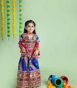 Banjara India Kutchi Emboidered Blue Girls Chaniya Choli with Dupatta (KCC-WAVE) - Blue