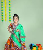 Banjara India Kutchi Emboidered Orange Girls Chaniya Choli with Dupatta (KCC-WAVE) - ORANGE