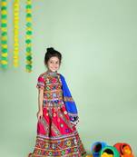 Banjara India Kutchi Emboidered Pink Girls Chaniya Choli with Dupatta (KCC-WAVE) - Pink