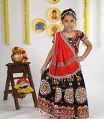 Banjara India Kutchi Emboidered Black Girls Chaniya Choli with Dupatta (KCC-RING) - Black