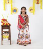 Banjara India Kutchi Emboidered White Girls Chaniya Choli with Dupatta (KCC-RING) - WHITE