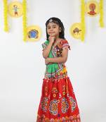 Banjara India Kutchi Emboidered Red Girls Chaniya Choli with Dupatta (KCC-RING) - Red