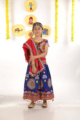 Banjara India Kutchi Emboidered Blue Girls Chaniya Choli with Dupatta (KCC-RING) - Blue 1