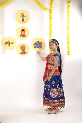Banjara India Kutchi Emboidered Blue Girls Chaniya Choli with Dupatta (KCC-RING) - Blue 2