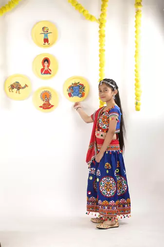 Banjara India Kutchi Emboidered Blue Girls Chaniya Choli with Dupatta (KCC-RING) - Blue