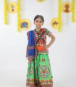 Banjara India Kutchi Emboidered Green Girls Chaniya Choli with Dupatta (KCC-RING) - Green