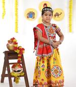Banjara India Kutchi Emboidered Yellow Girls Chaniya Choli with Dupatta (KCC-RING) - YELLOW