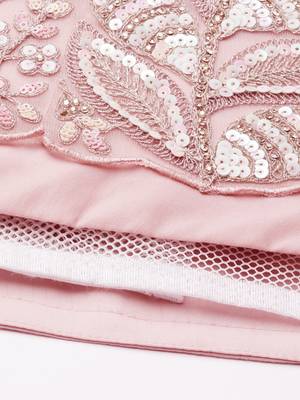 Pink Net Multi Sequins with heavy Zarkan embroidery Lehenga choli & Dupatta 7