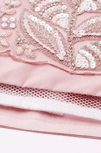 Pink Net Multi Sequins with heavy Zarkan embroidery Lehenga choli & Dupatta