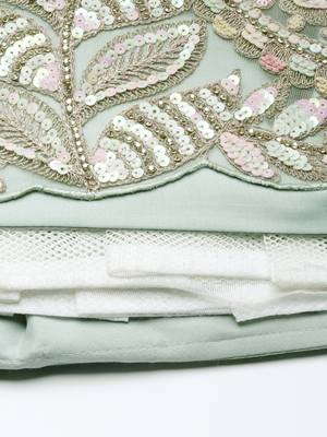 Sea green Net Multi Sequins with heavy Zarkan embroidery Lehenga choli & Dupatta 8