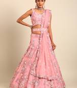 Coral Net Sequins with heavy Zarkan embroidery Semi-Stitched Lehenga choli & Dupatta