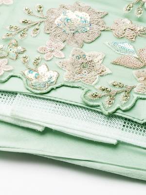 Lime Green Net Sequins with heavy Zarkan embroidery Semi-Stitched Lehenga choli & Dupatta 8