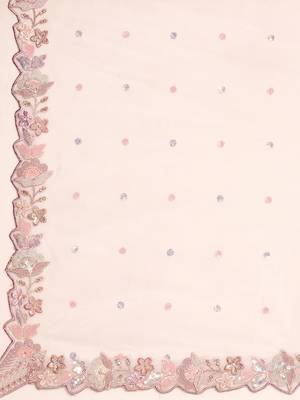Mauve Net Sequins with heavy Zarkan embroidery Semi-Stitched Lehenga choli & Dupatta 7