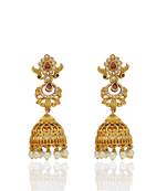 Gold toned cz long jhumka jhumki earrings