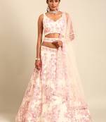 Cream Net Sequins with heavy Zarkan embroidery Semi-Stitched Lehenga choli & Dupatta