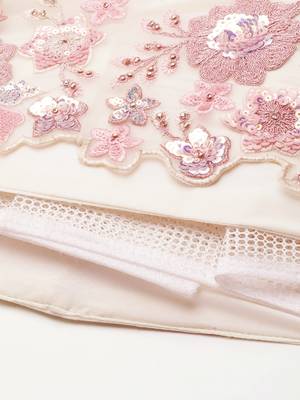 Cream Net Sequins with heavy Zarkan embroidery Semi-Stitched Lehenga choli & Dupatta 9