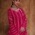 Dark magenta color chinon silk embroidered stitched designer dress
