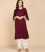 Vahson women pure cotton kurta pant set maroon