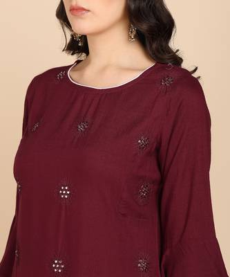 Vahson women pure cotton kurta pant set maroon 3