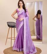 Lavander  burbarry silk saree with work blouse piece