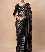 Black georgette sequance party wear saree with sequance work blouse piece