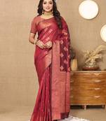 Designer Onion Pink Weaving Zari Border Work Silk Saree
