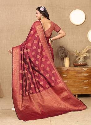 Designer Onion Pink Weaving Zari Border Work Silk Saree 3