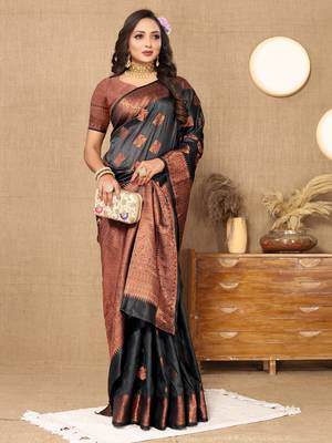 Designer Teal Blue Weaving Zari Border Work Silk Saree 4