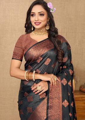 Designer Teal Blue Weaving Zari Border Work Silk Saree 5