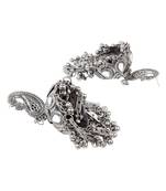 Oxidized Silver Color Mirror Light Weight Jhumka Earrings Set