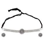 Oxidized Silver Color Choker Floral Necklace Set