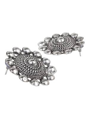 Oxidized Silver Color Choker Floral Necklace Set 2
