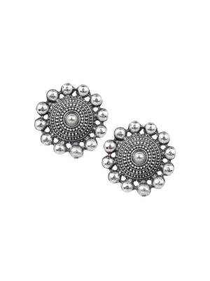 Oxidized Silver Color Choker Floral Necklace Set 3