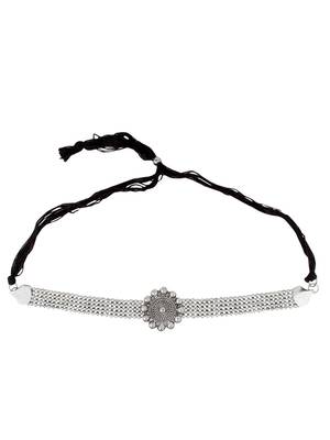 Oxidized Silver Color Choker Floral Necklace Set 4