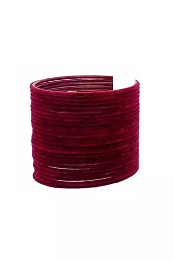  metal 36pc glossy maroon  velvet bangle set