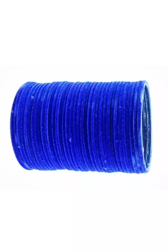  metal 36pc glossy royal blue  velvet bangle set