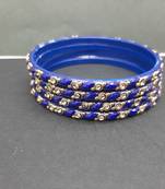  glass traditional royal blue set of 4 bangle
