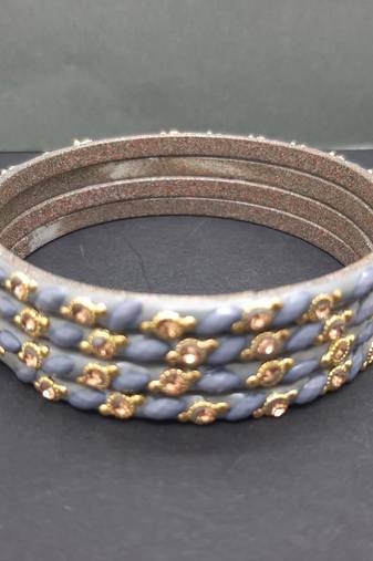 9blings glass traditional grey set of 4 bangle