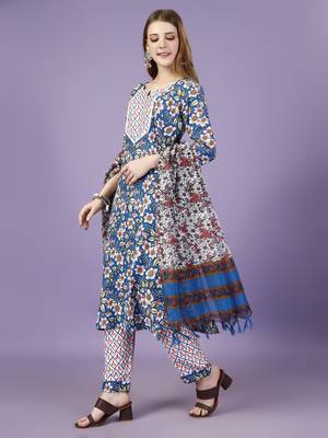 Trendy designer viscose rayon fabric printed kurta set with dupatta 3