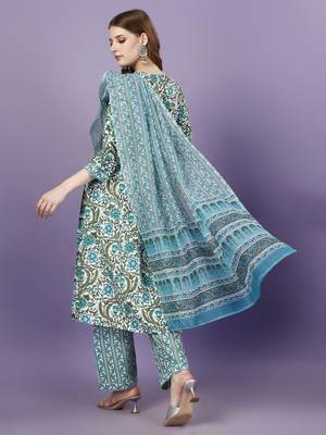 Trendy designer viscose rayon fabric printed kurta set with dupatta 2