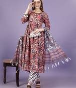 Trendy designer viscose rayon fabric printed kurta set with dupatta